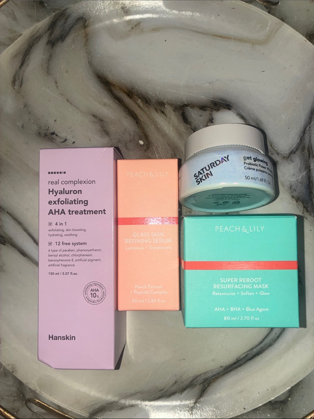 Peach & Lily + Hanskin + Saturday Skin Skincare Set — Mint, Peach, Lavender